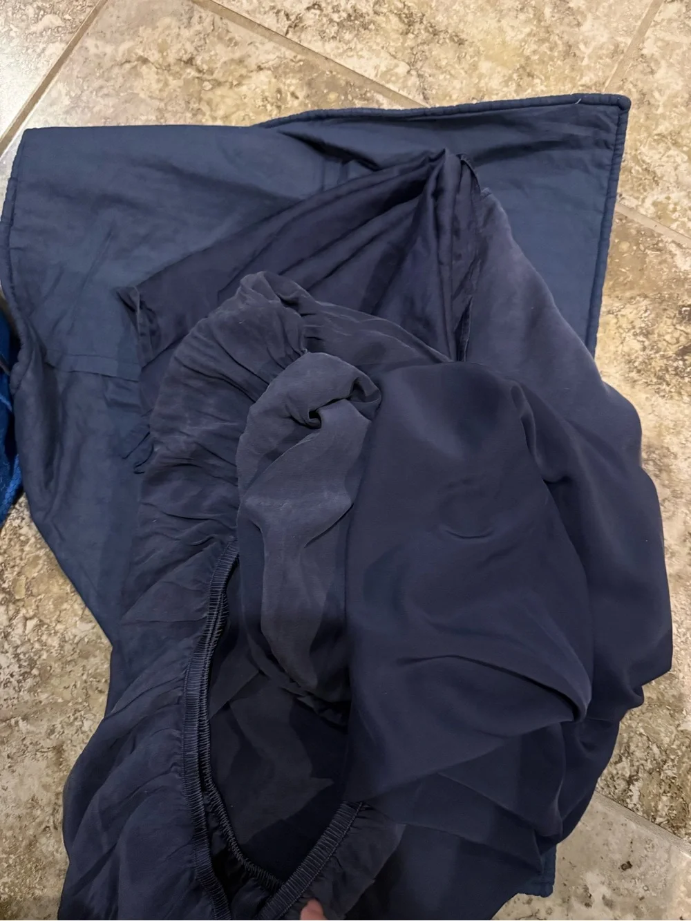 Lily Silk 22MM Dark Blue Cal King Silk Flat Sheet and Fitted Sheet